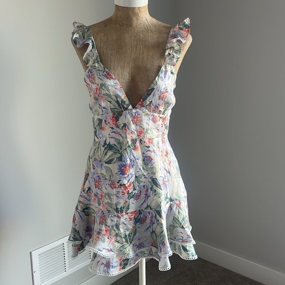 LA MAISON TALULAH SILK MINI DRESS Floral Mist Small NWT - Picture 10 of 11